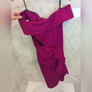 Xscape Magenta Off-Shoulder Cocktail Dress